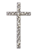 Mud Pie Gray Wood Cross With Pearls