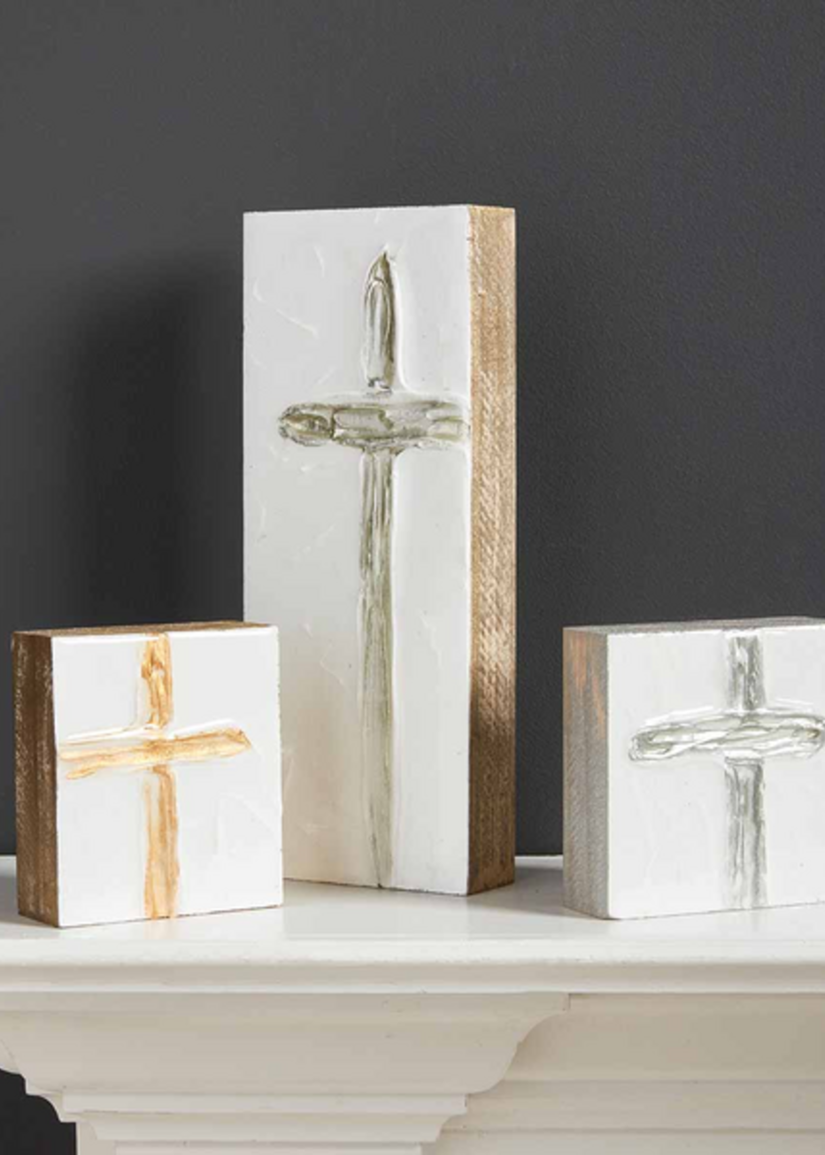 Mud Pie Small Silver Cross Decorative Block