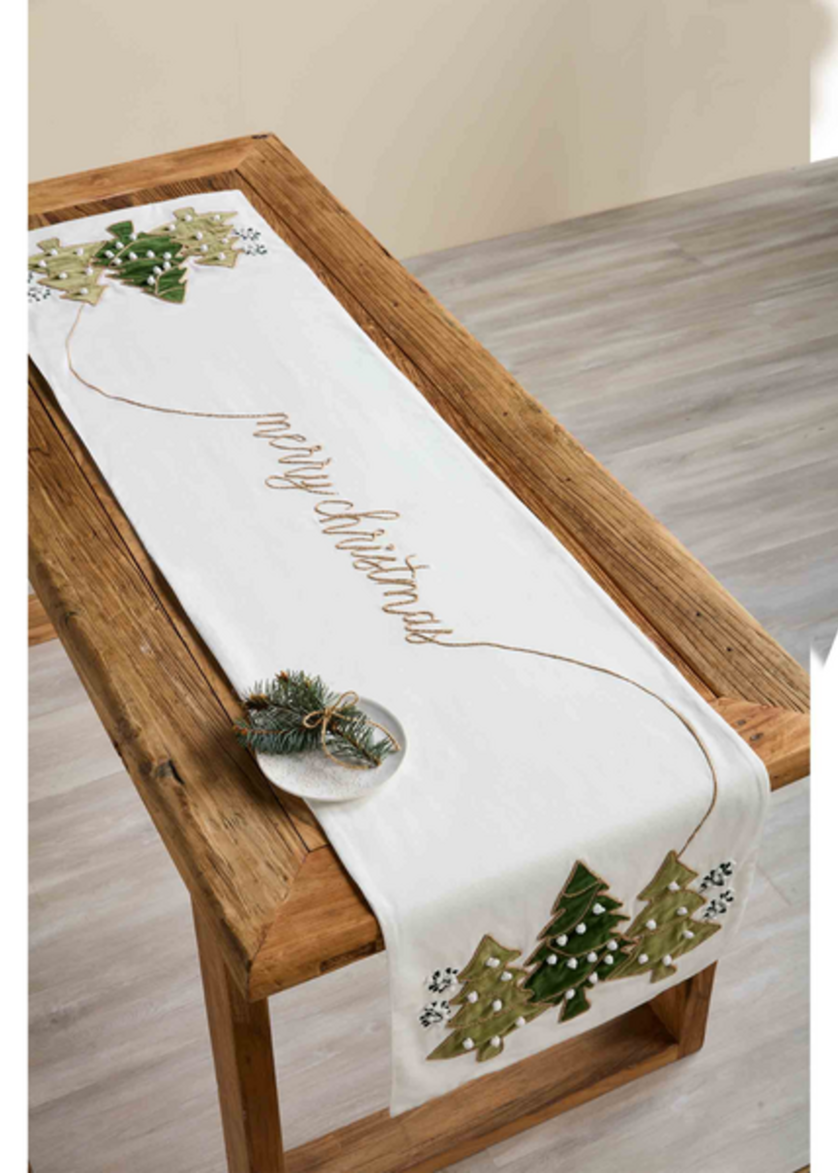 Mud Pie White Christmas Tree Runner