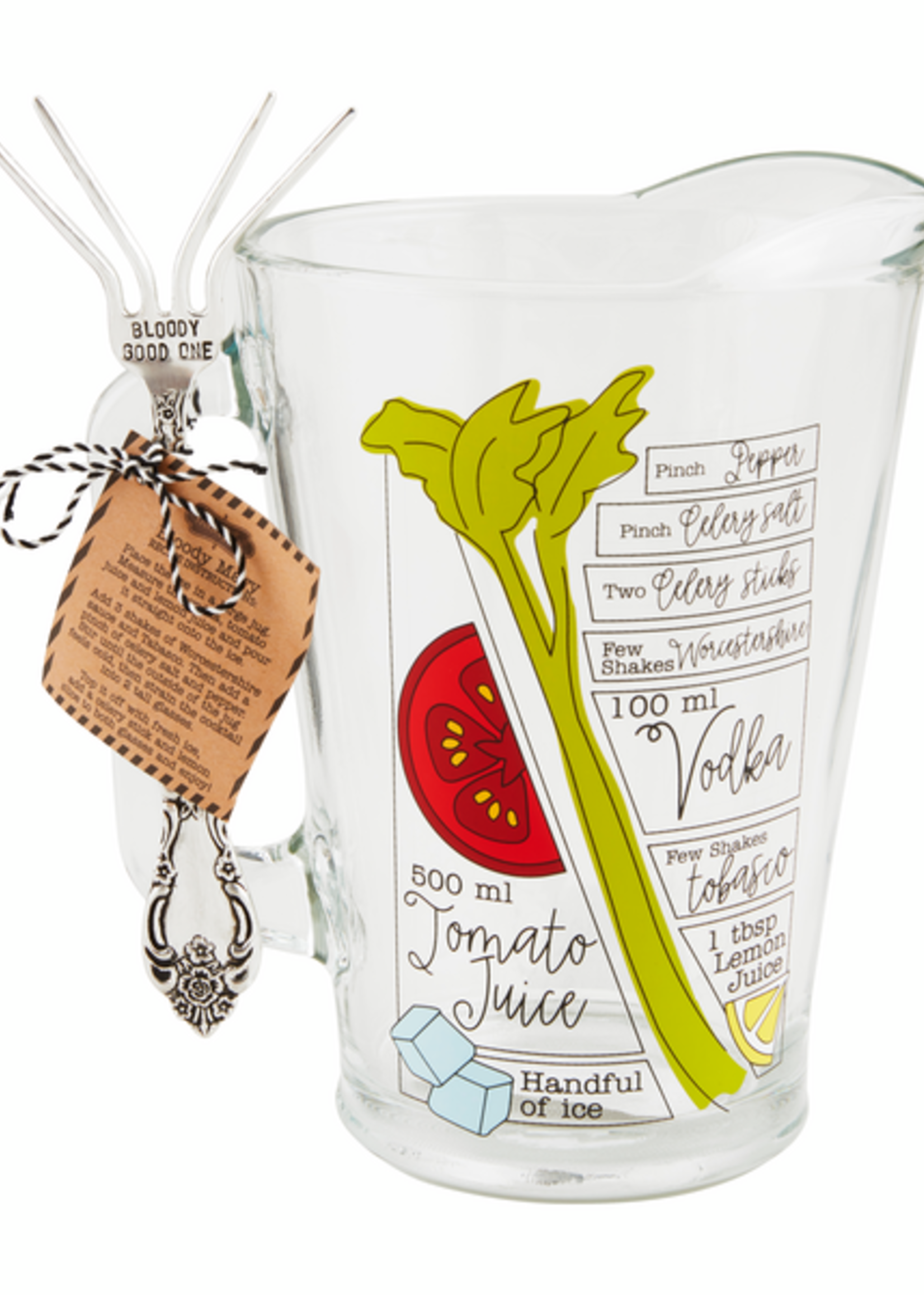 Mud Pie Bloody Mary Recipe Pitcher Set