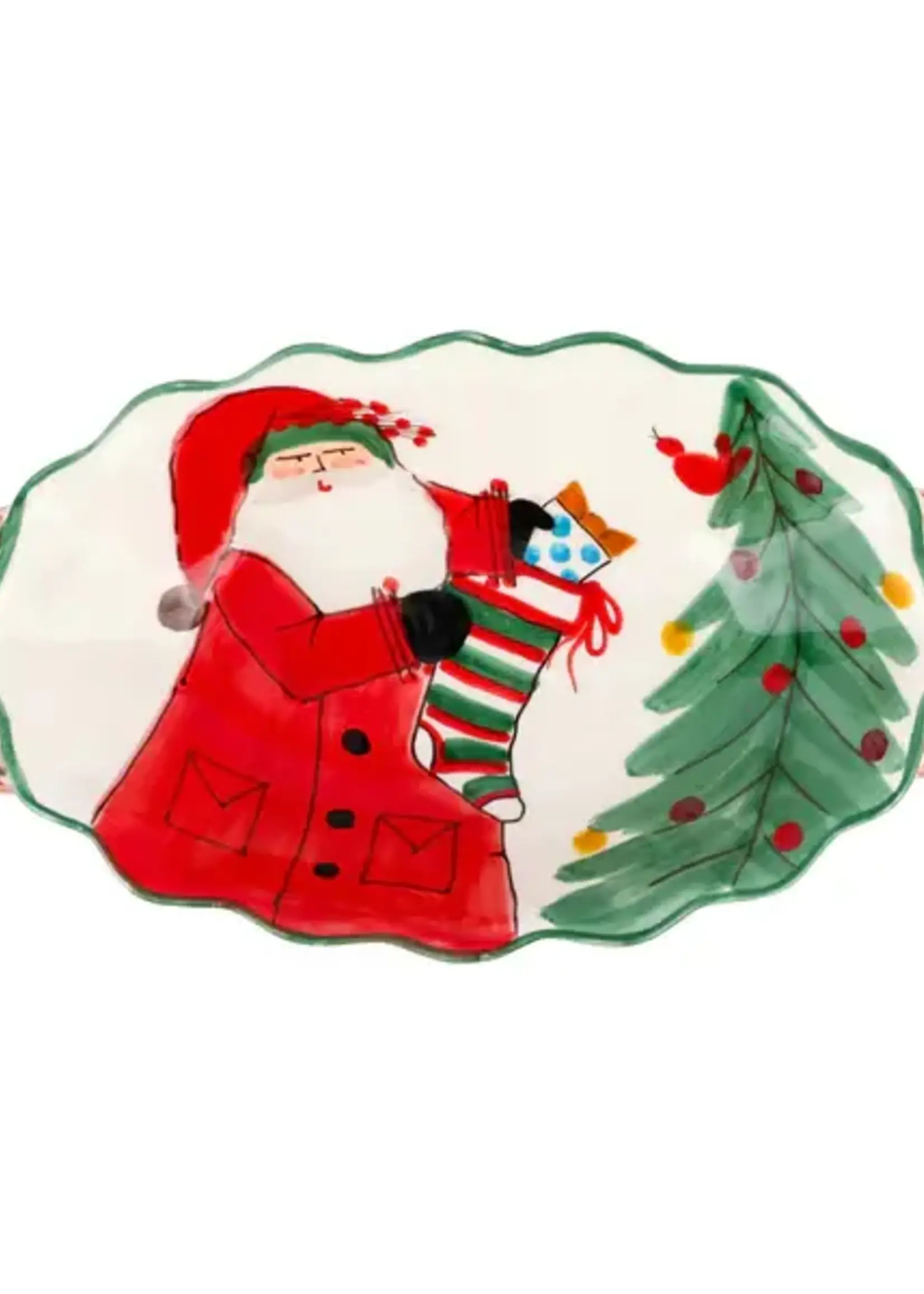 Vietri Vietri - Old St. Nick Handled Scalloped Oval Bowl - OSN-78133