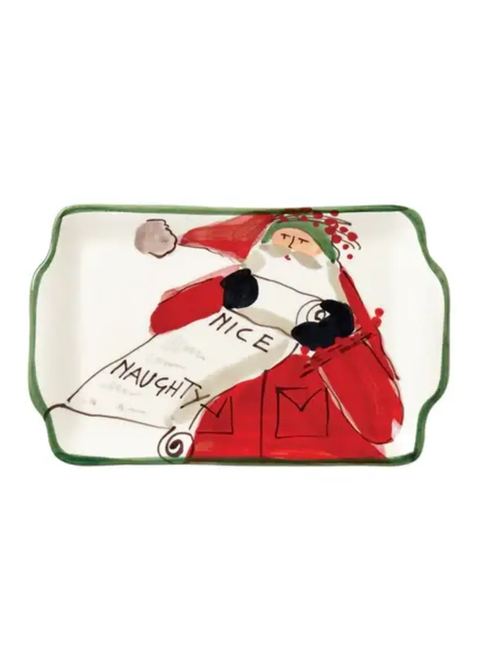 Vietri Vietri - Old St. Nick Rectangular Plate - Naughty or Nice - OSN-78071-GB