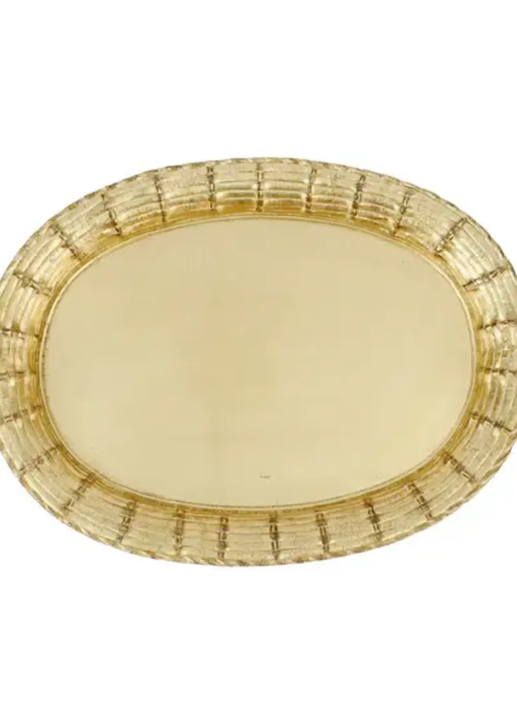 Vietri Vietri - Florentine Wooden Accessories Gold Basketweave Large Oval Tray - FWD-6226