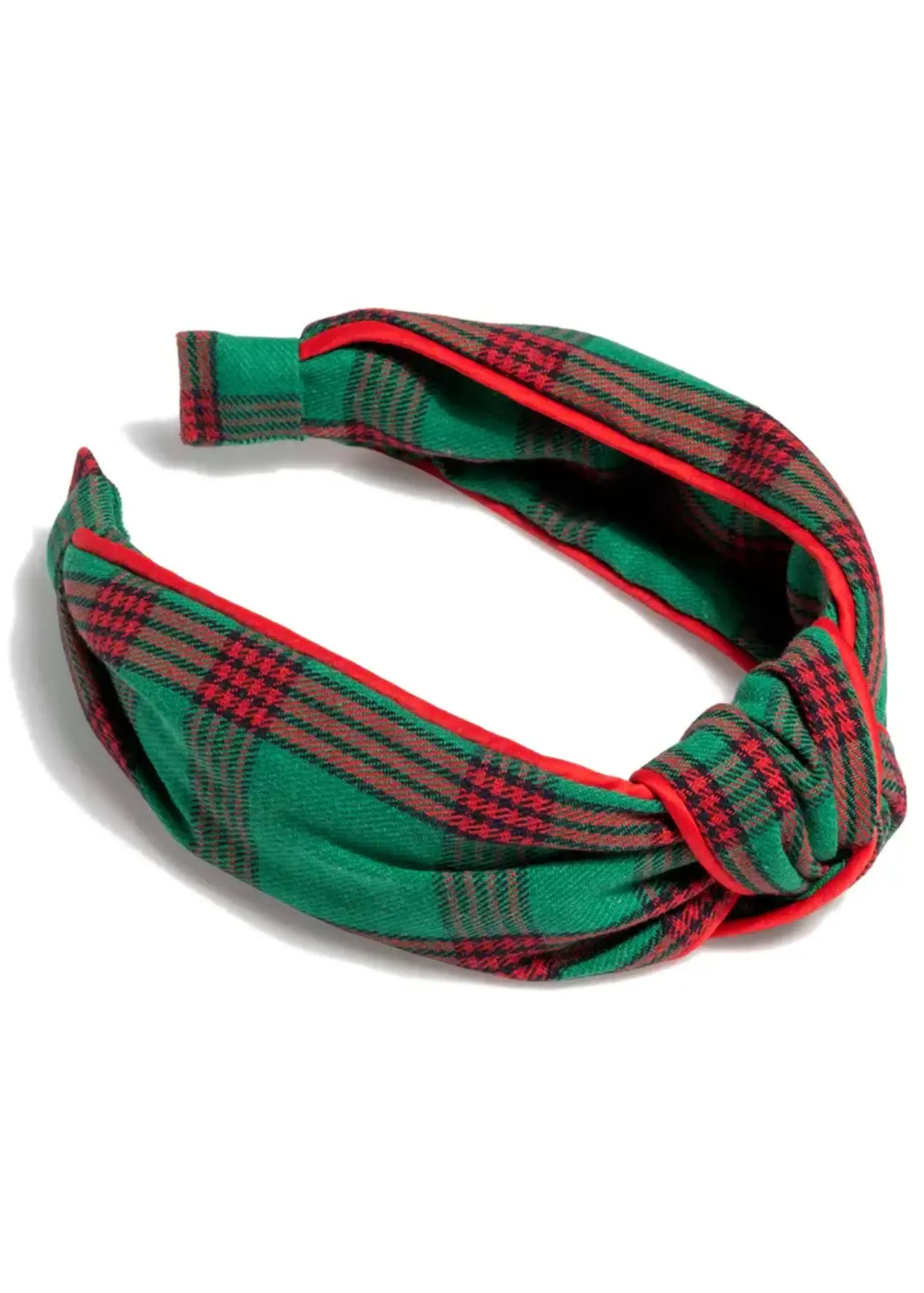 Shiraleah Shiraleah Knotted Plaid Headband, Emerald