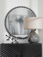 uttermost Taza Round Mirror, Distressed Black