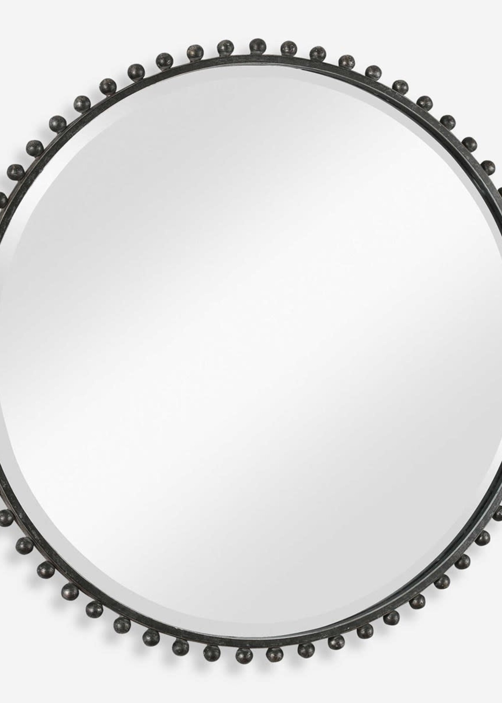 uttermost Taza Round Mirror, Distressed Black