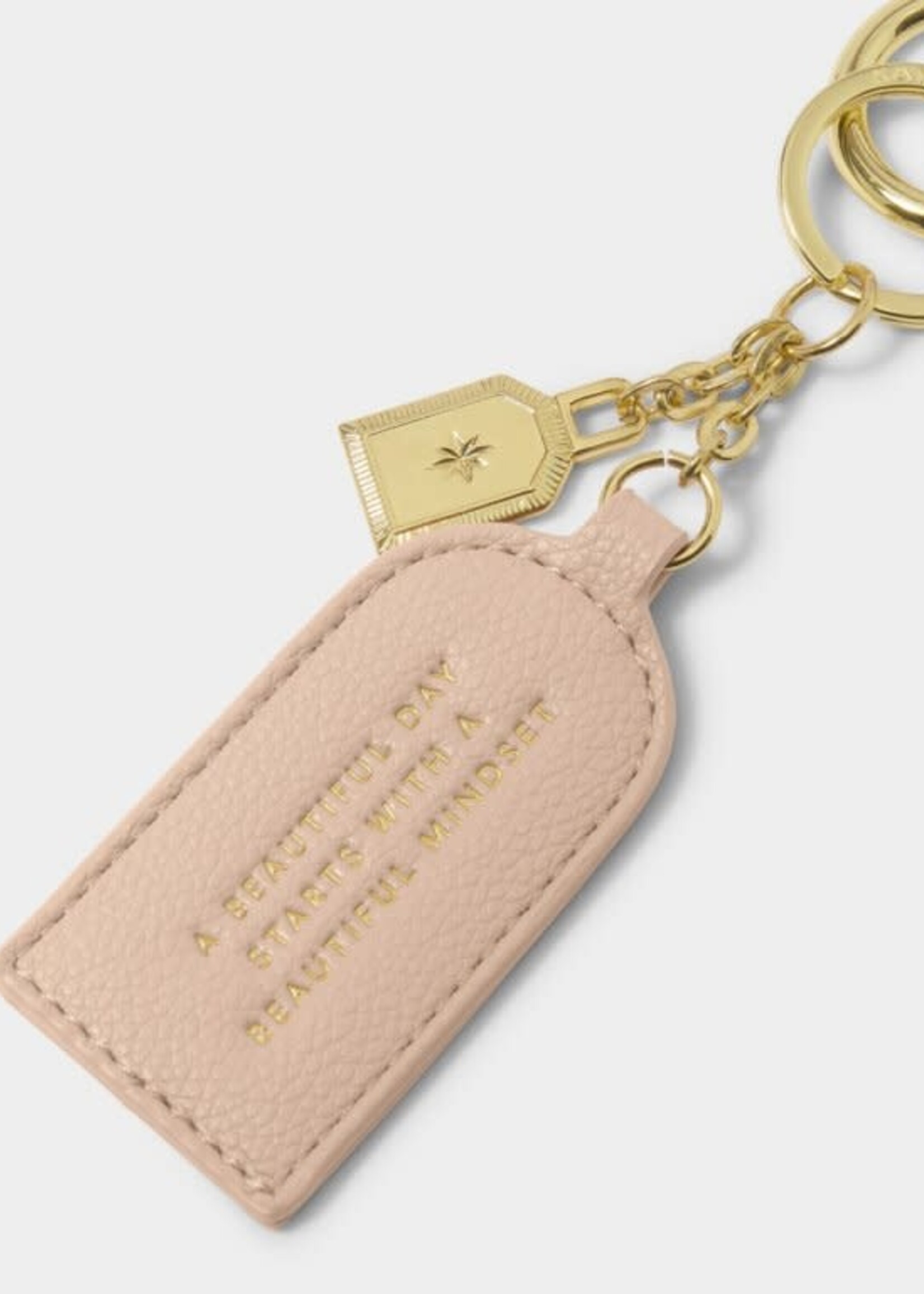 Katie Loxton Keepsake Charm Keychain|  'A Beautiful Day Starts With A Beautiful Mindset'| Dusty Rose
