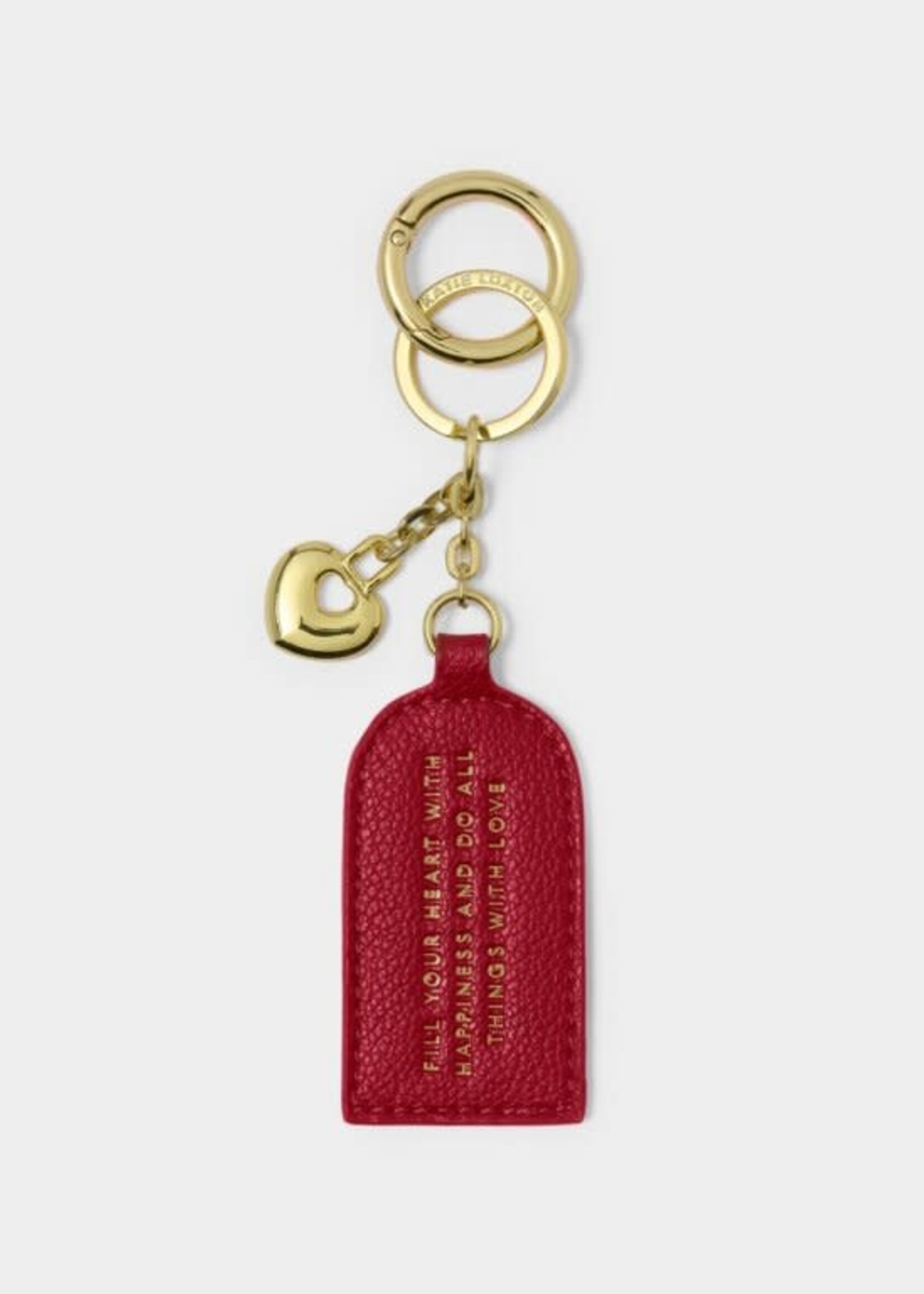 Katie Loxton Keepsake Charm Keychain| 'Fill Your Heart With Happiness And Do All Things With Love'| Garnet Red