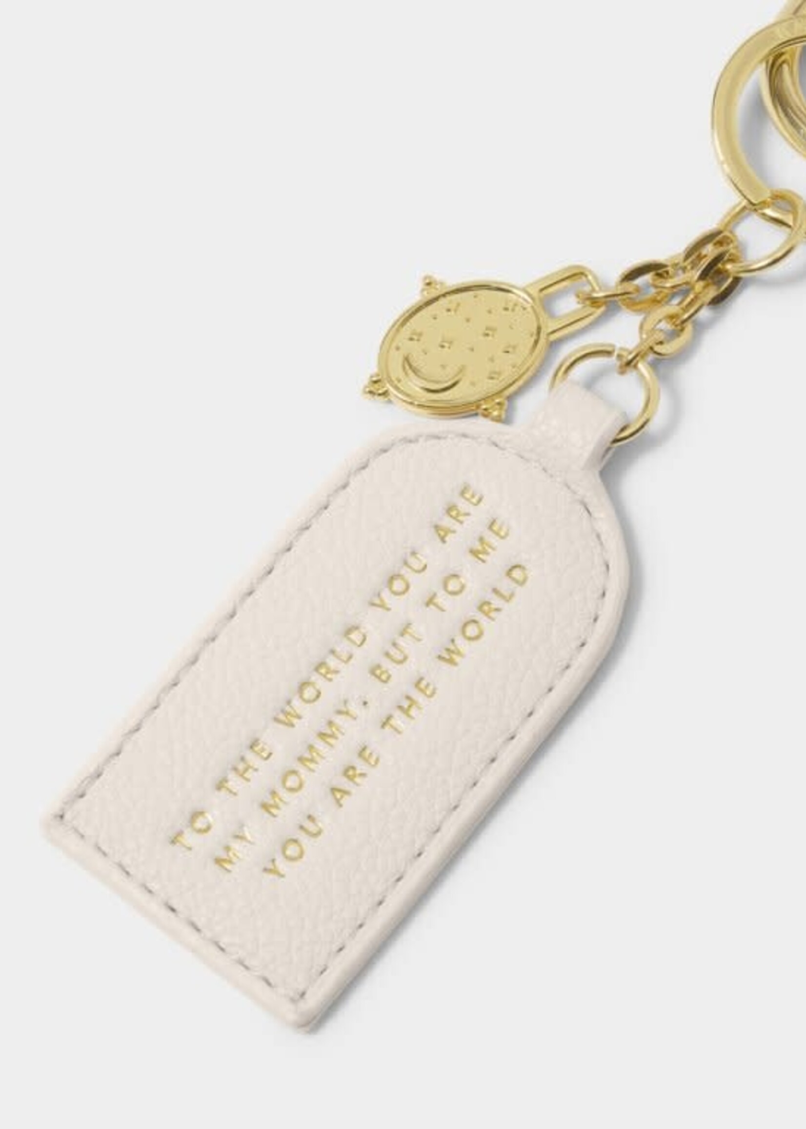 Katie Loxton Keepsake Charm Keychain| 'To The World You Are My Mommy, To Me You Are The World'| Off White