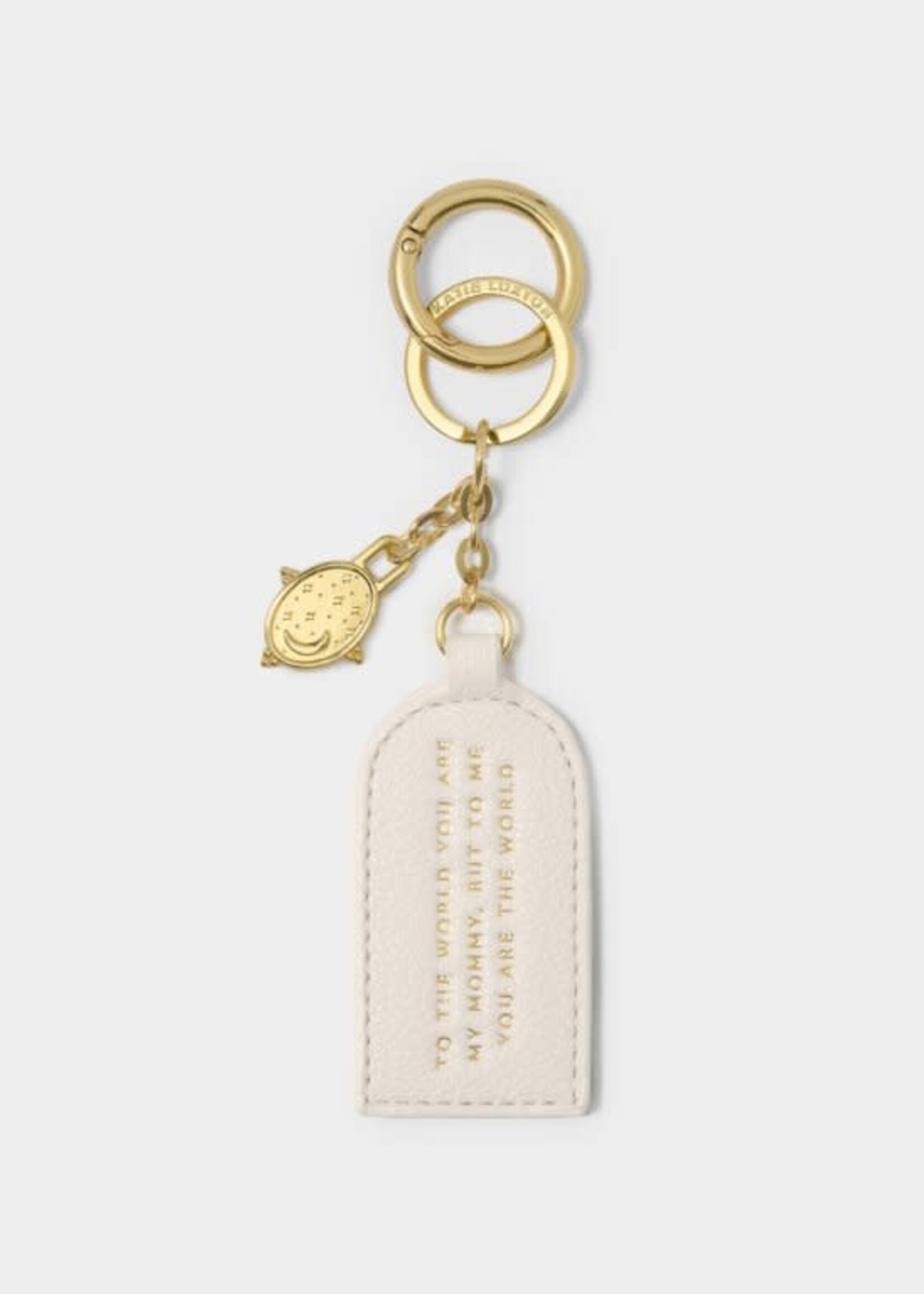 Katie Loxton Keepsake Charm Keychain| 'To The World You Are My Mommy, To Me You Are The World'| Off White