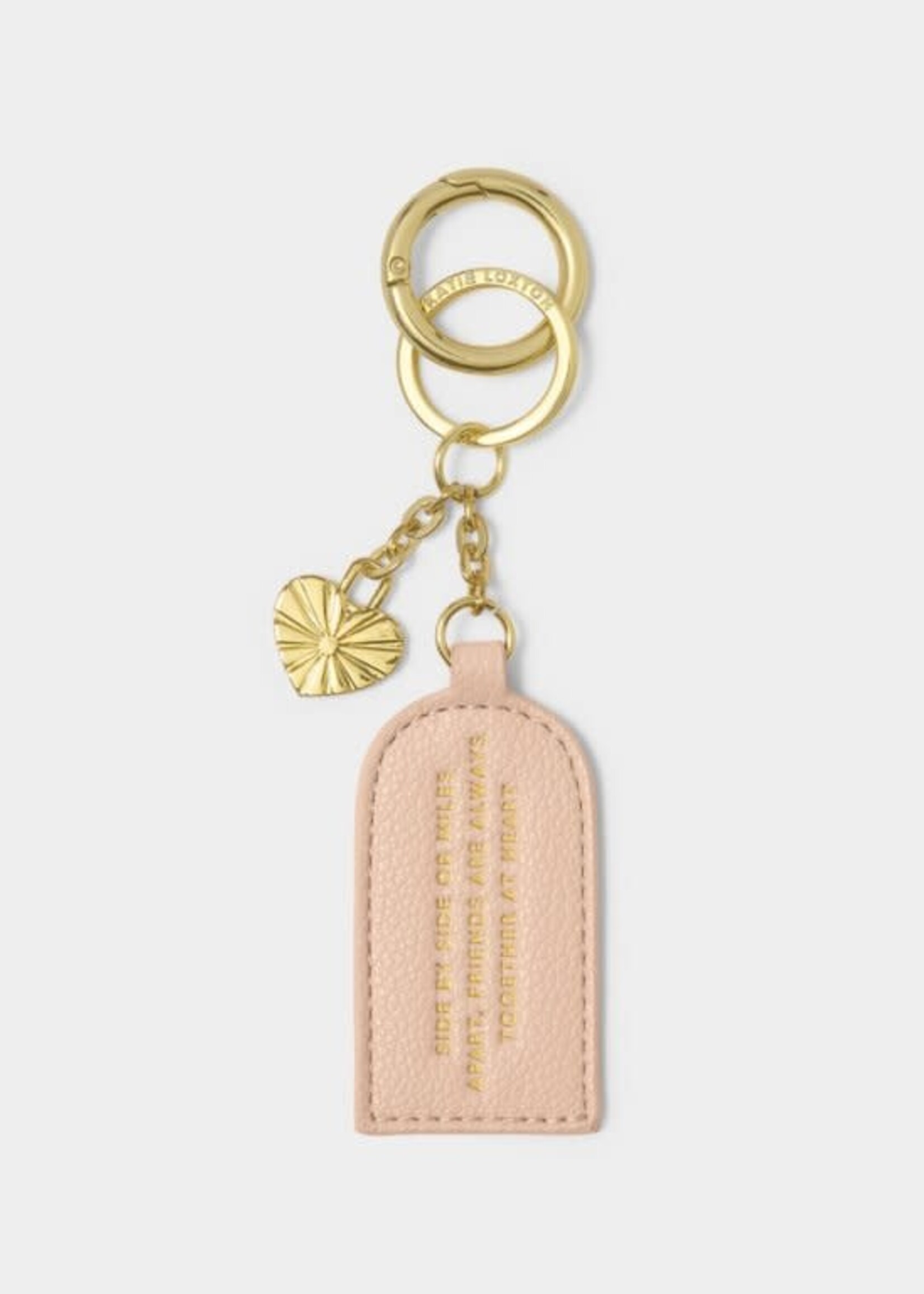 Katie Loxton Keepsake Charm Keychain| 'Side By Side Or Miles Apart, Friends Are Always Together At Heart'| Nude Pink