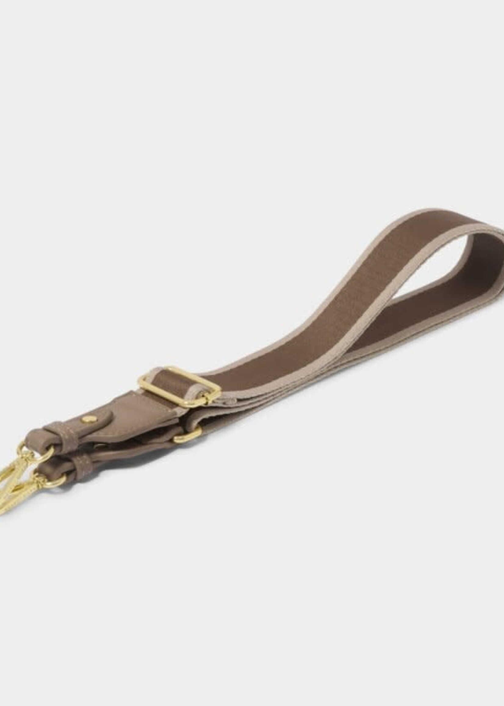 Katie Loxton Stripe Canvas Bag Strap | Mocha Stripe