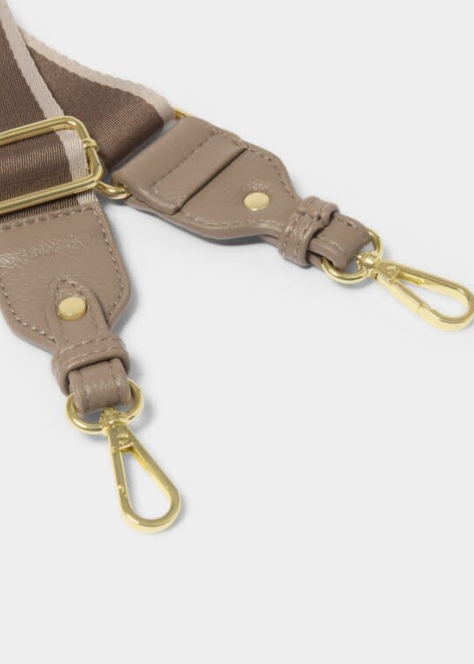 Katie Loxton Stripe Canvas Bag Strap | Mocha Stripe