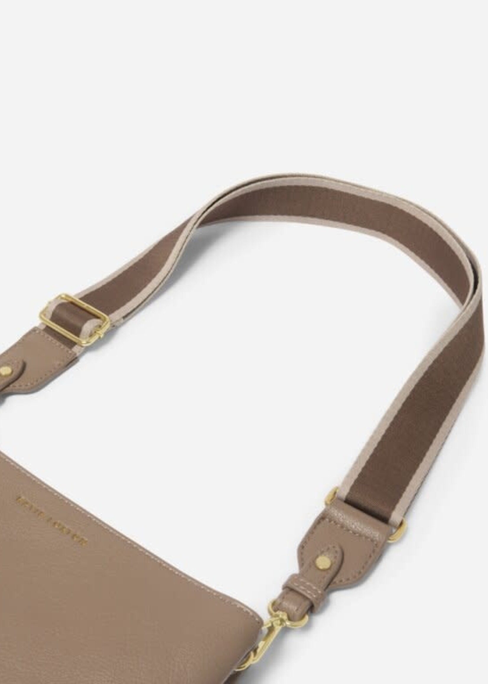Katie Loxton Stripe Canvas Bag Strap | Mocha Stripe