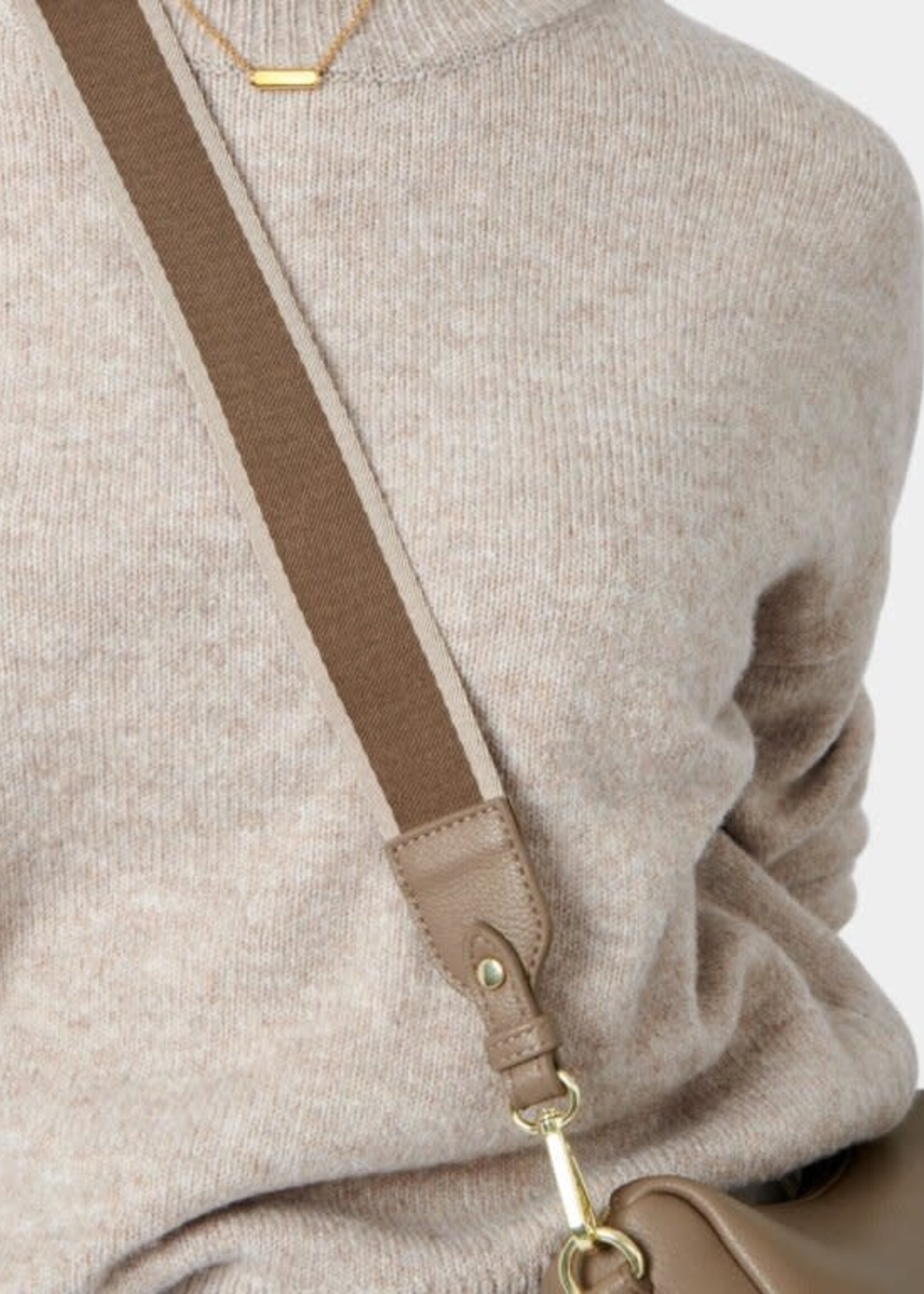 Katie Loxton Stripe Canvas Bag Strap | Mocha Stripe