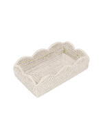 Caspari Rattan Scalloped Guest Towel Napkin Holder, Cream
