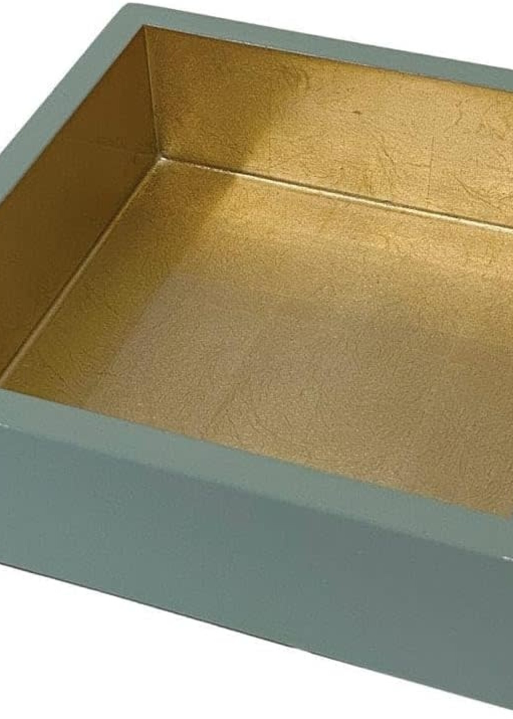 Caspari Celadon With Natural Gold Lacquer Cocktail Napkin Holder