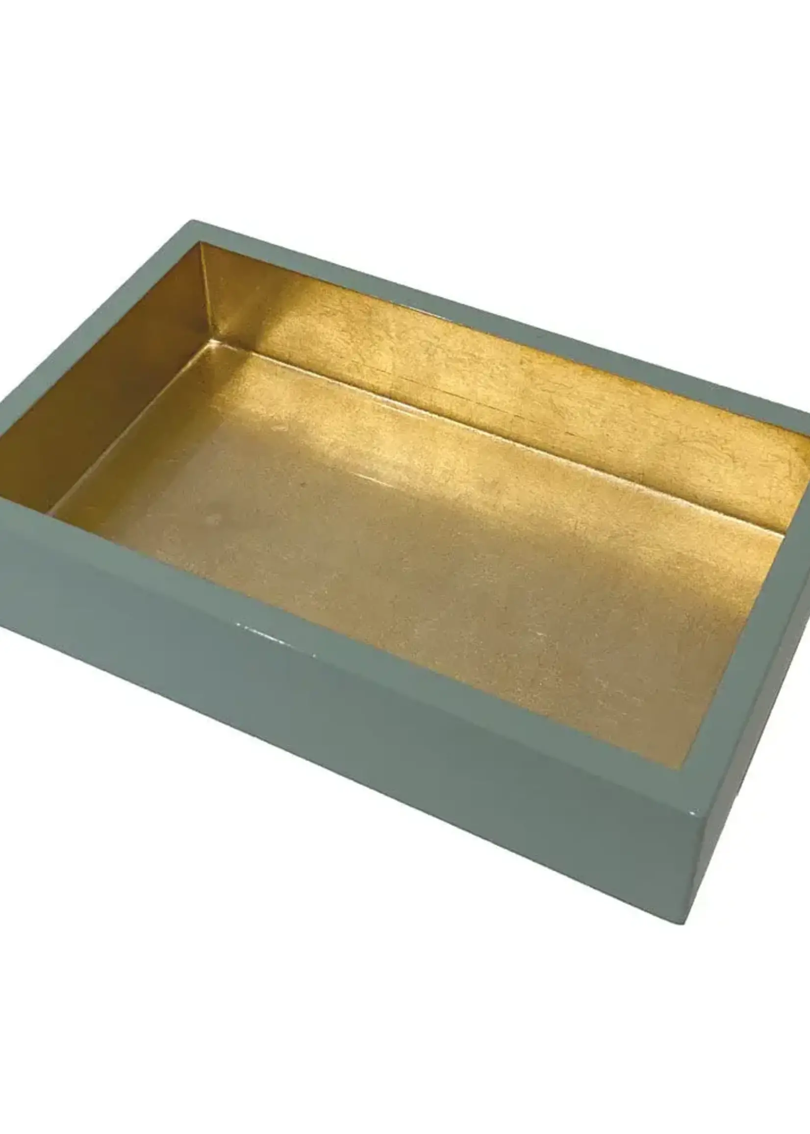 Caspari Celadon With Natural Gold Lacquer Guest Towel Napkin Holder