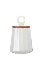 Bloomingville Glass Jar w Mango Wood & Marble Lid