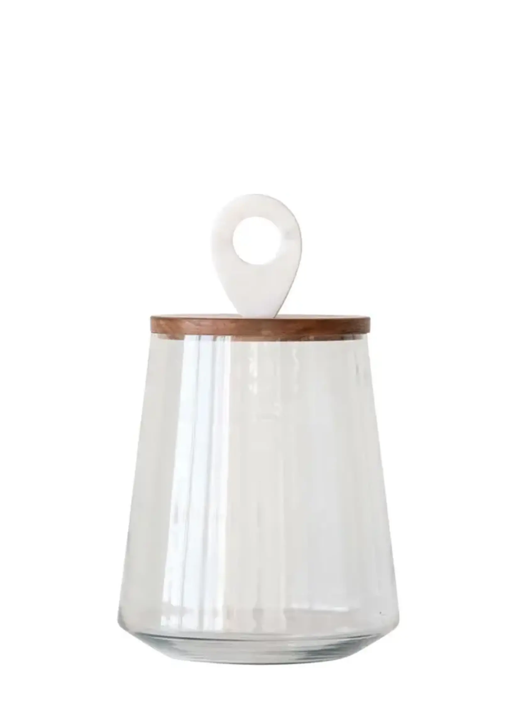 Bloomingville Glass Jar w Mango Wood & Marble Lid