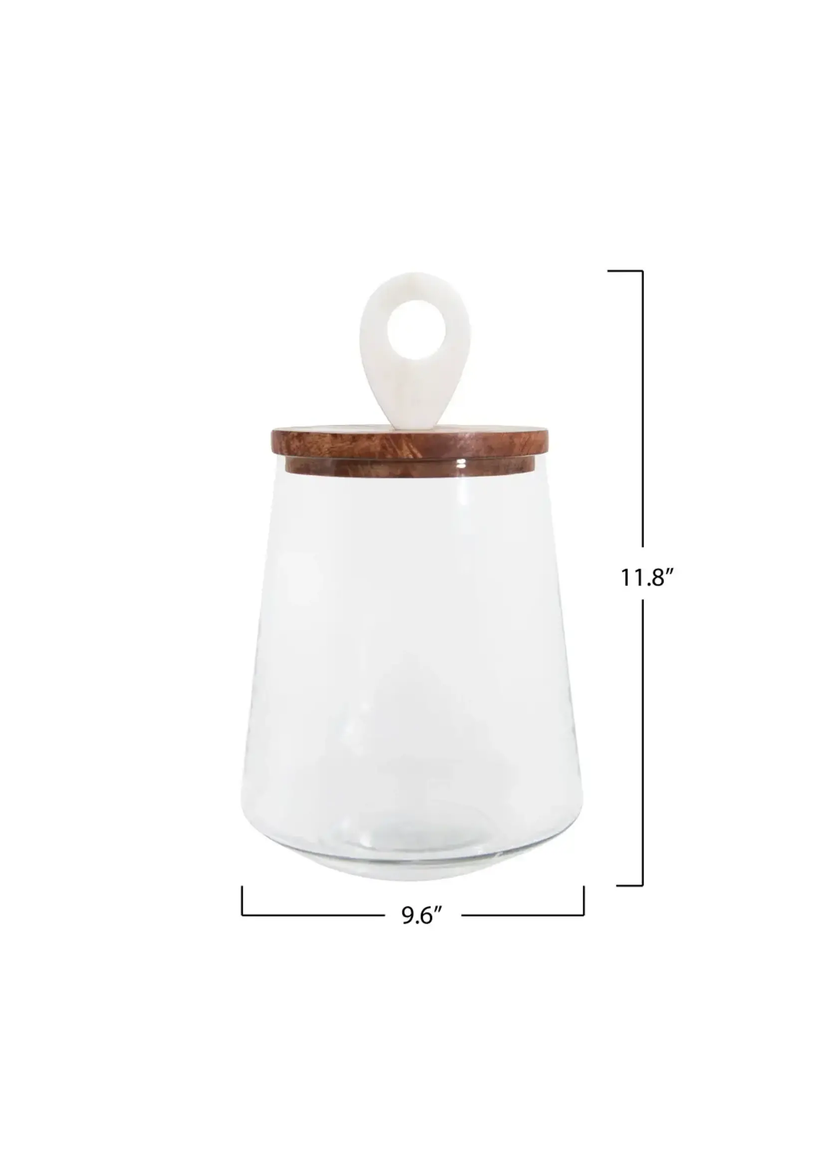 Bloomingville Glass Jar w Mango Wood & Marble Lid