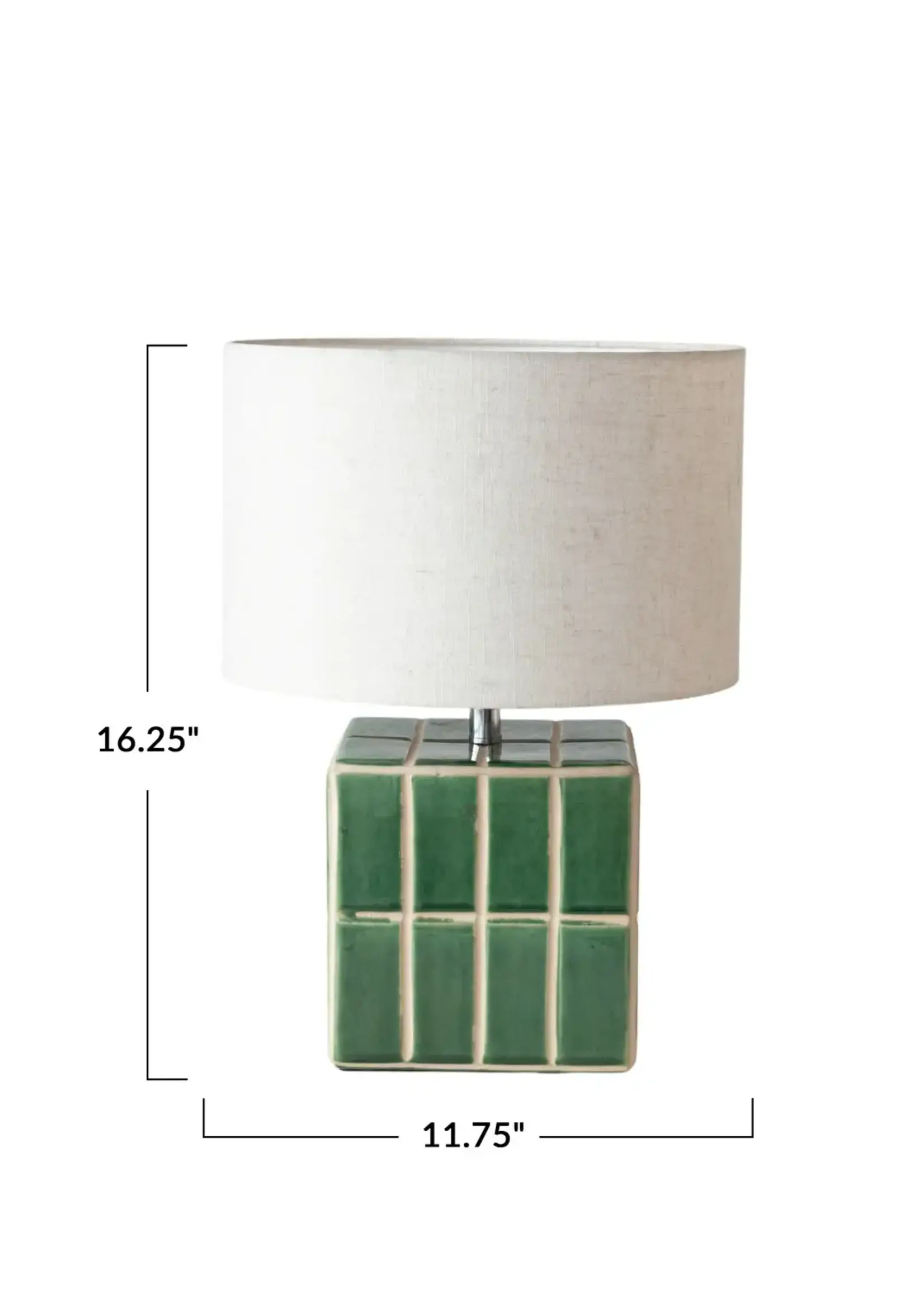 Creative Co-op Ceramic Lamp with w/ Linen Shade