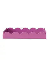 Creative Co-op MDF Lacquered Scalloped Tray w/ Handles | Fuchsia