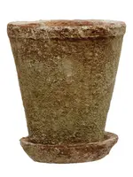 Creative Co-op Distressed Cement Planter with Saucer