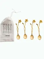 Creative Co-op Brass Spoons with Flower Handles