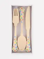 Meri Meri Elegant Floral Wooden Cutlery Set