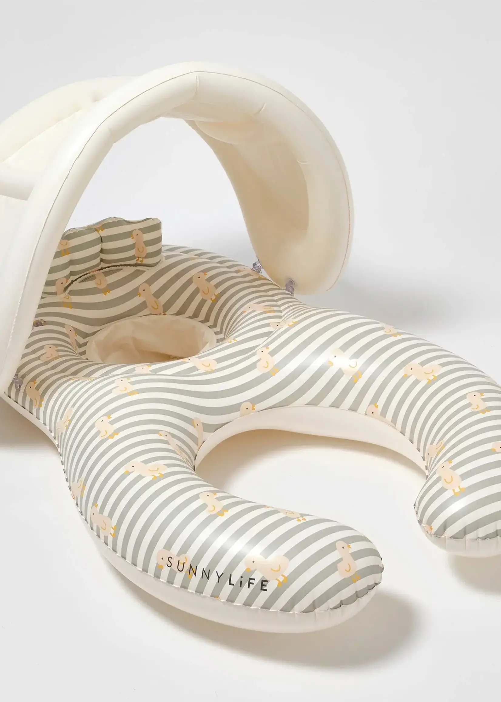 Sunnylife S51FBSGR Float Together Baby Seat Duck Sage Stripe
