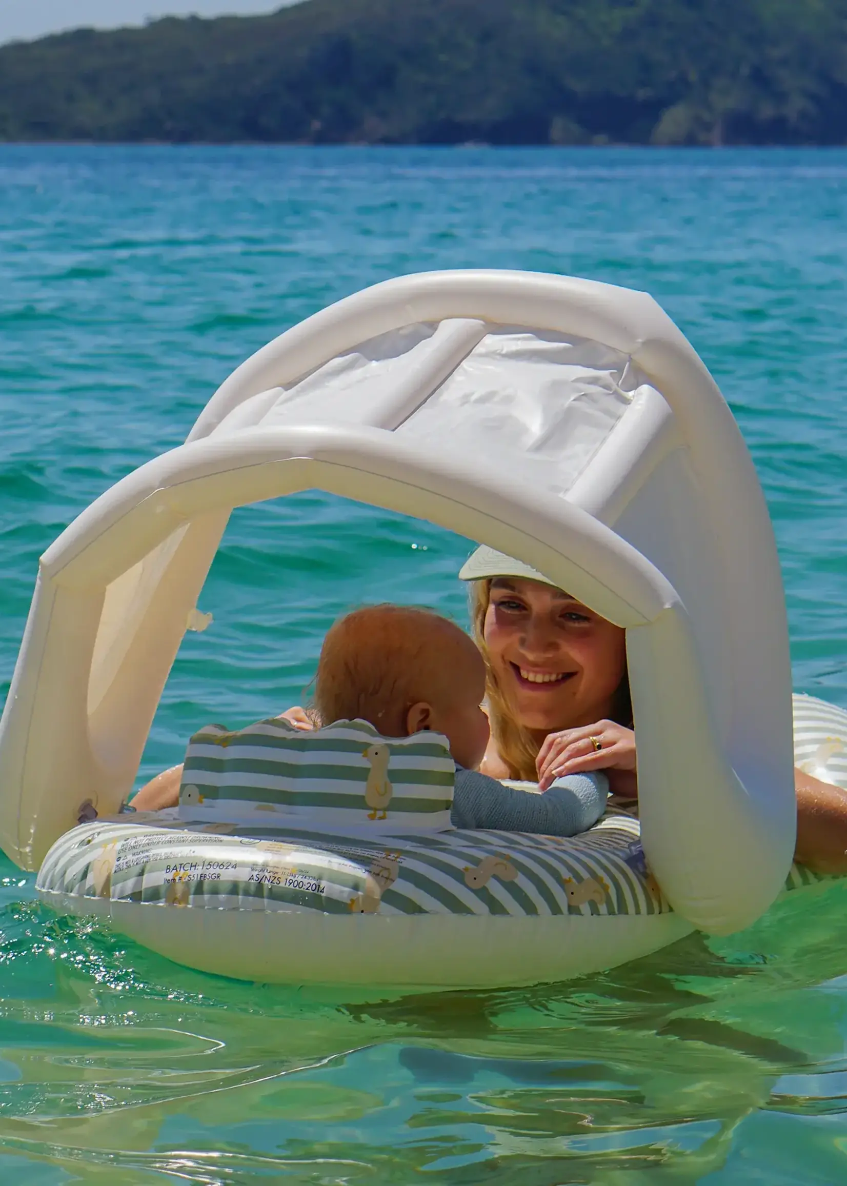 Sunnylife S51FBSGR Float Together Baby Seat Duck Sage Stripe
