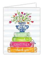 Rosanne Beck Collections With Much Gratitude Stack of Books Folded Greeting Card