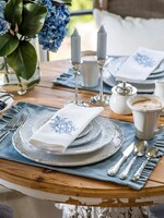 Arte Italica Arte Italica - Light Blue Velvet Ruffle Rectangle Placemat  - P836