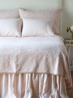 Bella Notte Adele Twin Coverlet with Silk Velvet Edge, PEARL