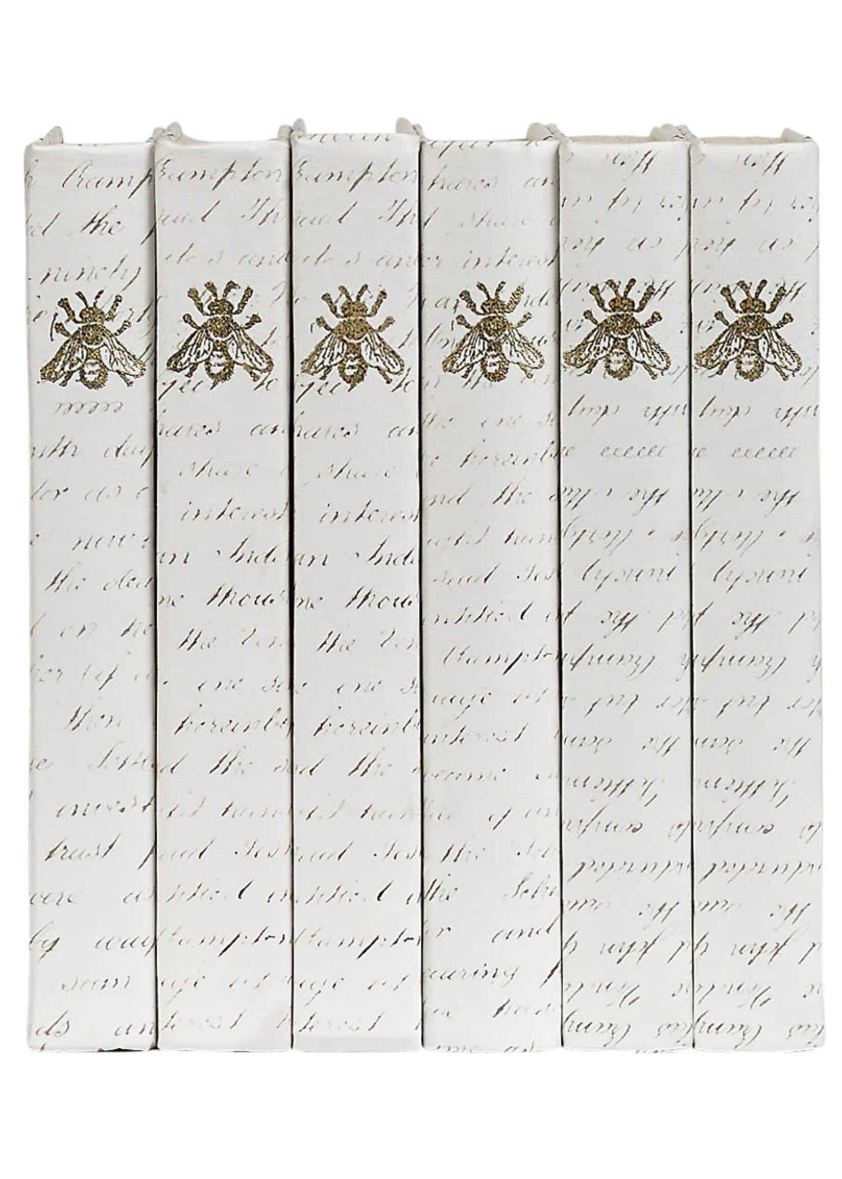 E. Lawrence Ltd. Gold Bee on Script Parchment / Off-White Cover / 8.5" | 6 ASST