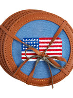 Mud Pie Embroidered Flag Coaster Set