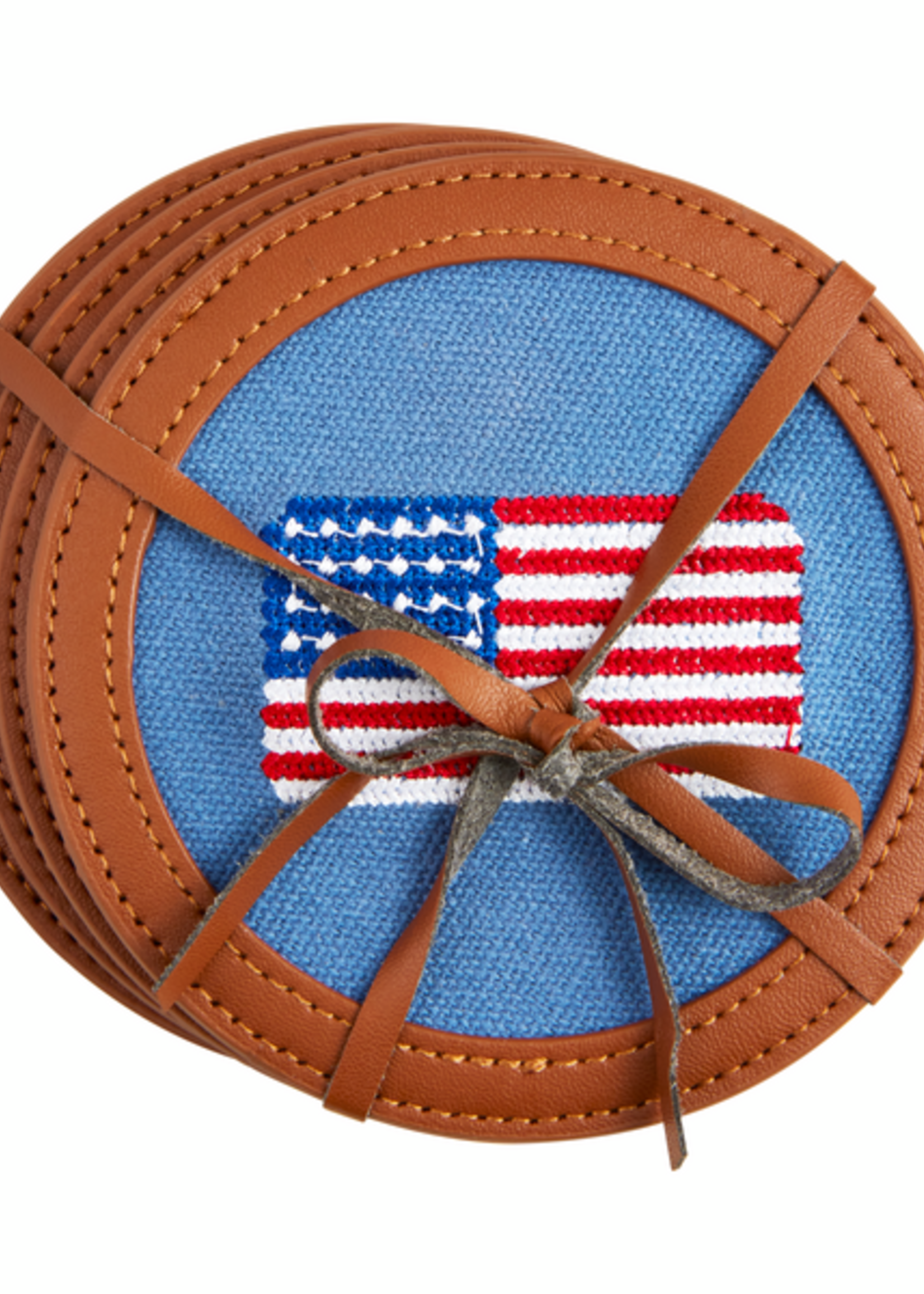 Mud Pie Embroidered Flag Coaster Set