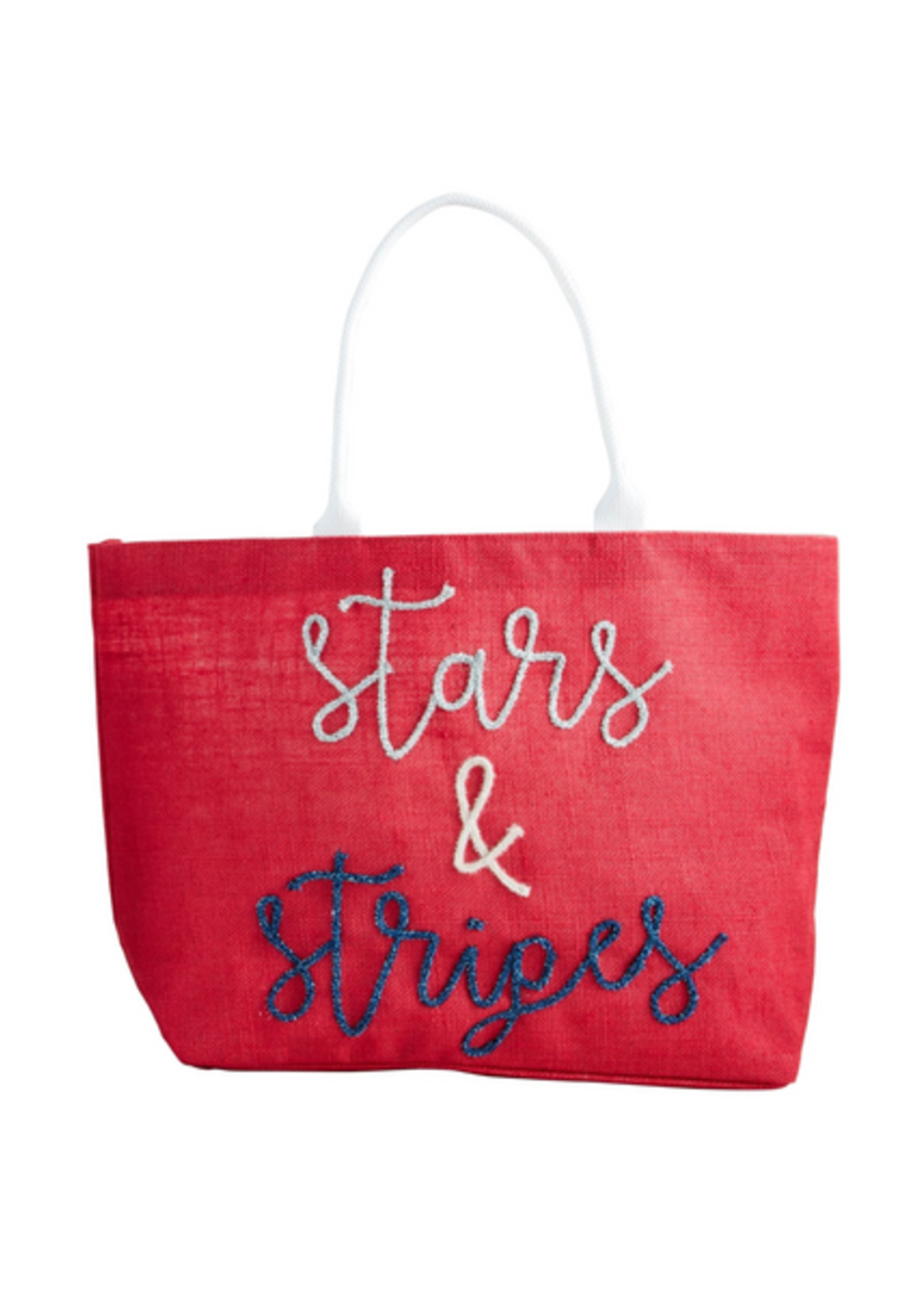 Mud Pie Red 4Th Of July Sparkle Tote Bag