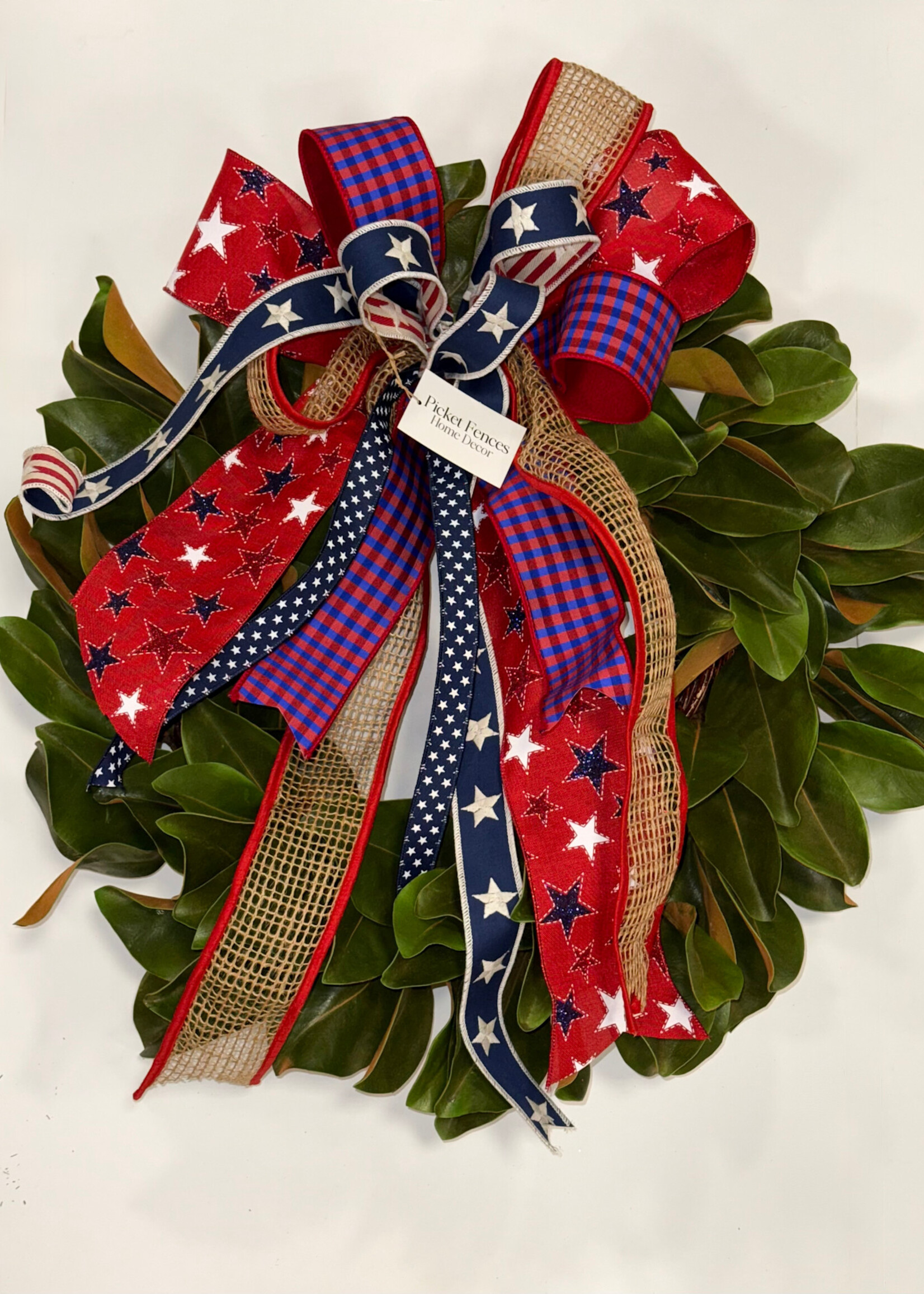 Magnolia Wreath w/ Patriotic Bow