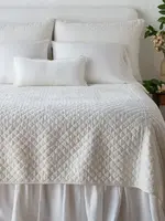 Bella Notte Bella Notte Queen Silk Velvet Quilted Coverlet Winter White
