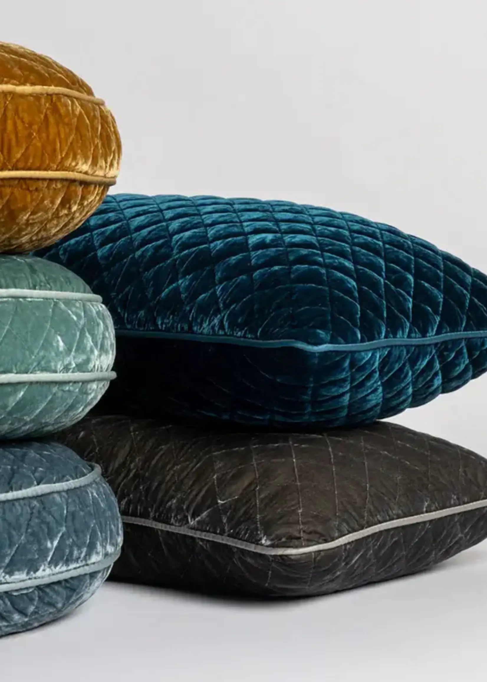 Bella Notte Bella Notte Silk Velvet Quilted Lumbar Moonlight