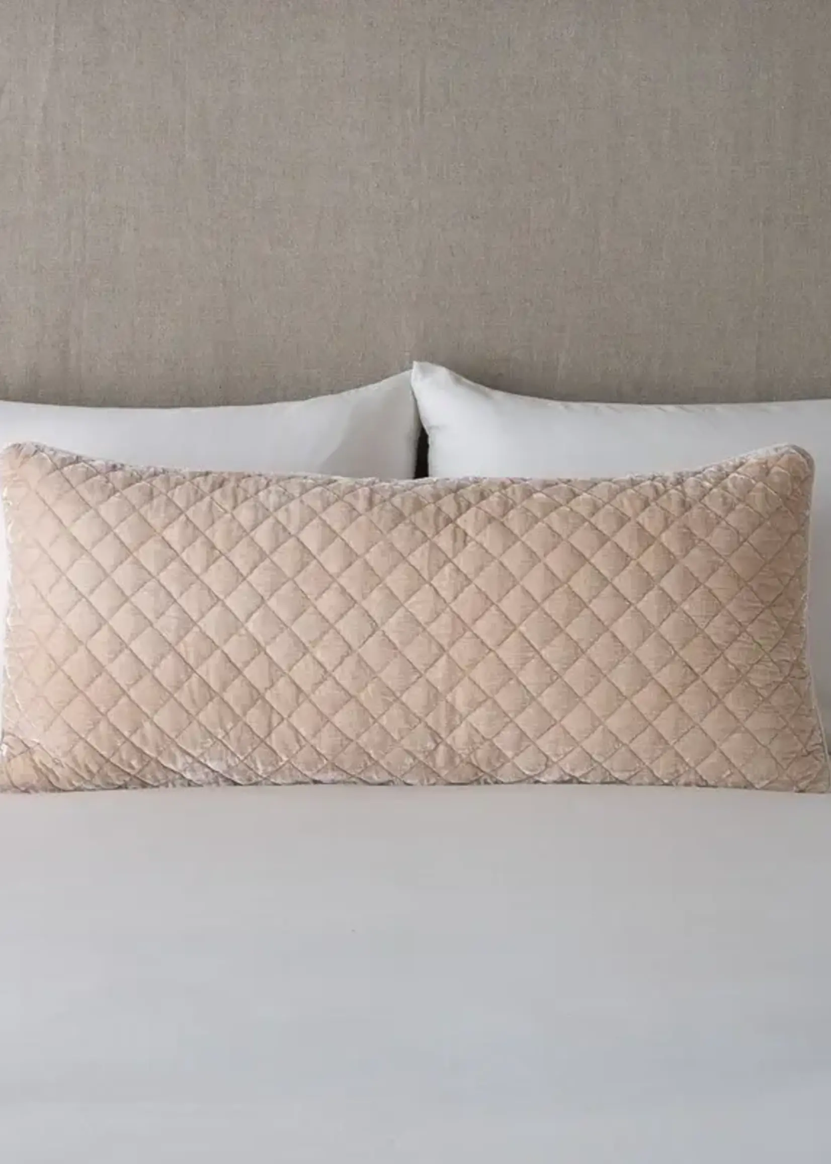 Bella Notte Bella Notte Silk Velvet Quilted Lumbar Pillow Pearl