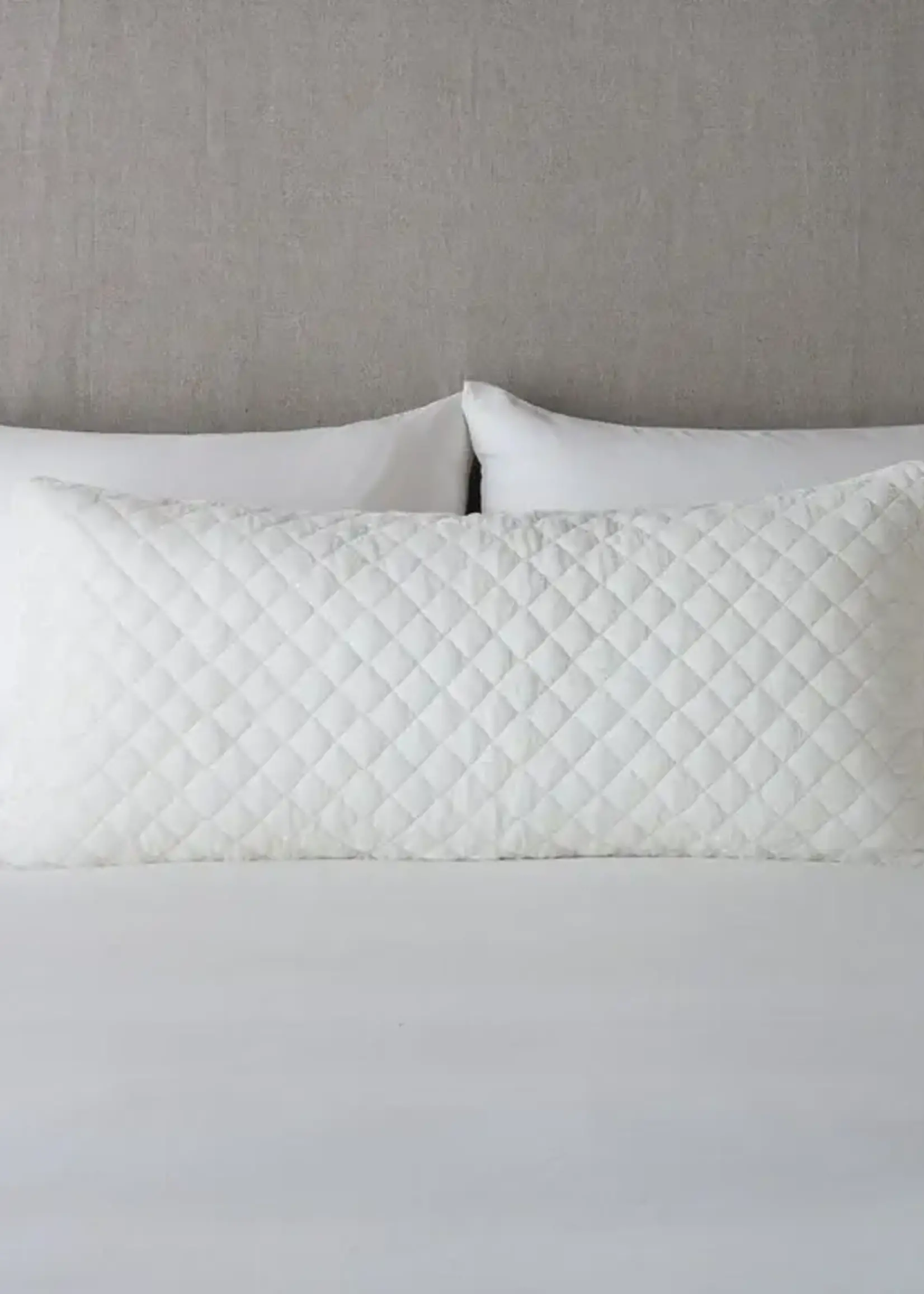 Bella Notte Bella Notte Silk Velvet Quilted Lumbar Pillow Winter White