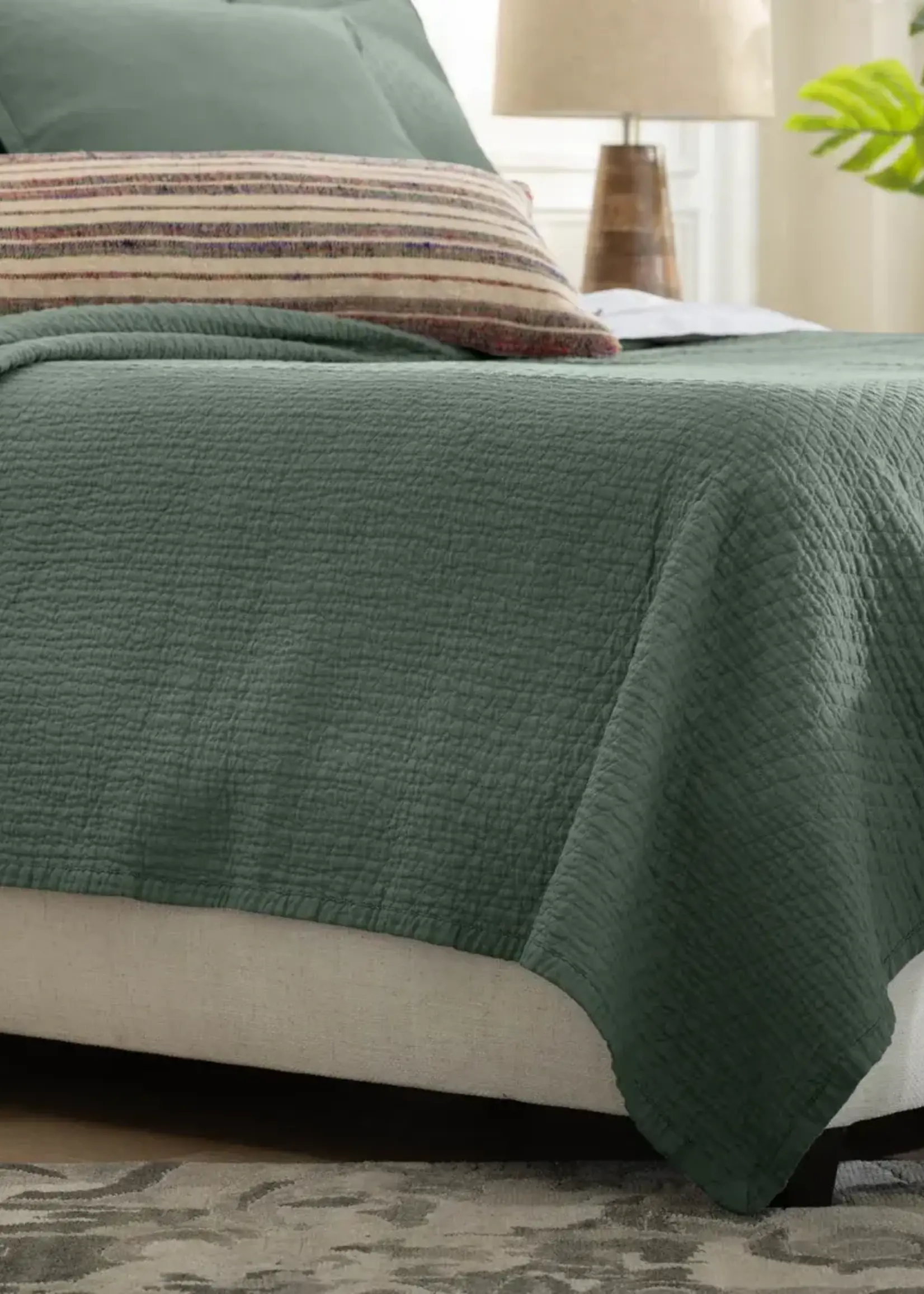 Lili Alessandra Dawn Diamond Herringbone Quilted Queen Coverlet Thunder