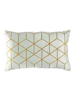 Lili Alessandra L.A. Cube Small Ractangle Pillow Aqumarine Velvet/Gold Embroidery 14x22