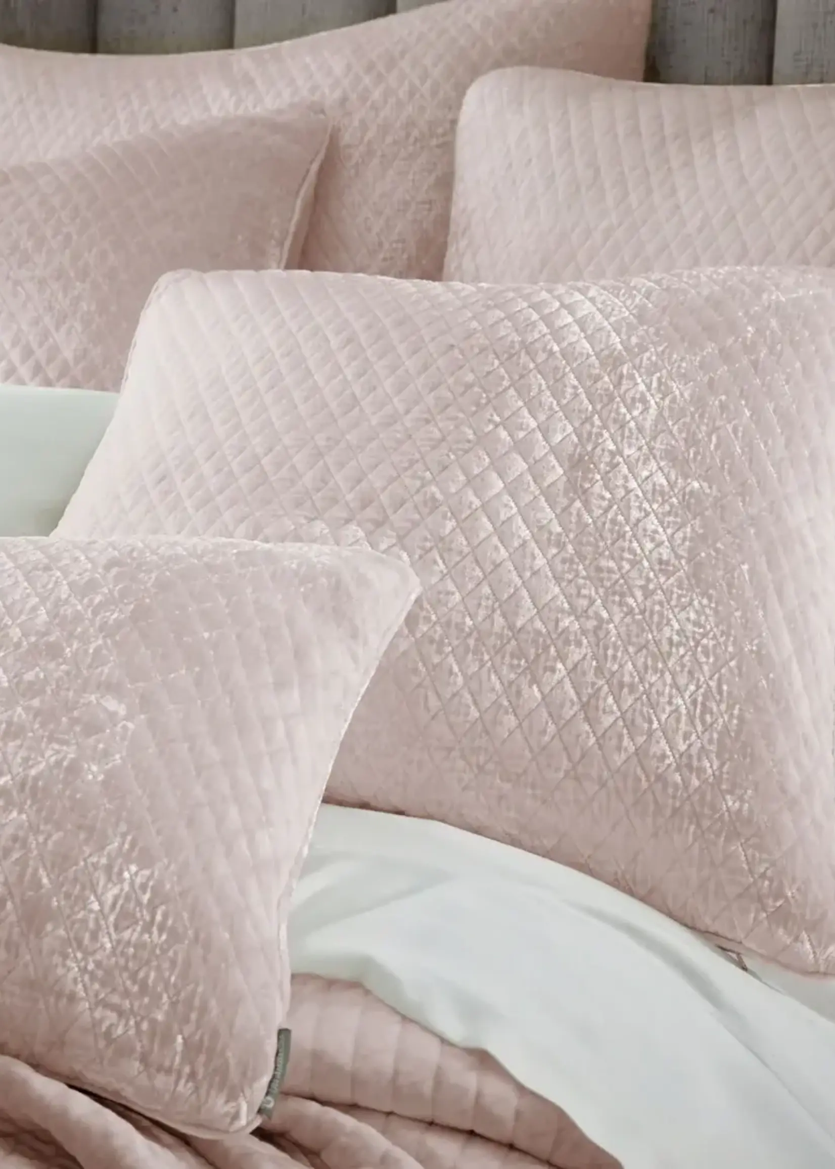 Lili Alessandra L2120XBL ENZO DIAMOND QUILTED LUXE EURO PILLOW BLUSH SILK VELVET 27X36