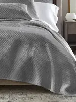Lili Alessandra LQ2120KMS ENZO DIAMOND QUILTED KING COVERLET MOONSTONE SILK VELVET 112X98
