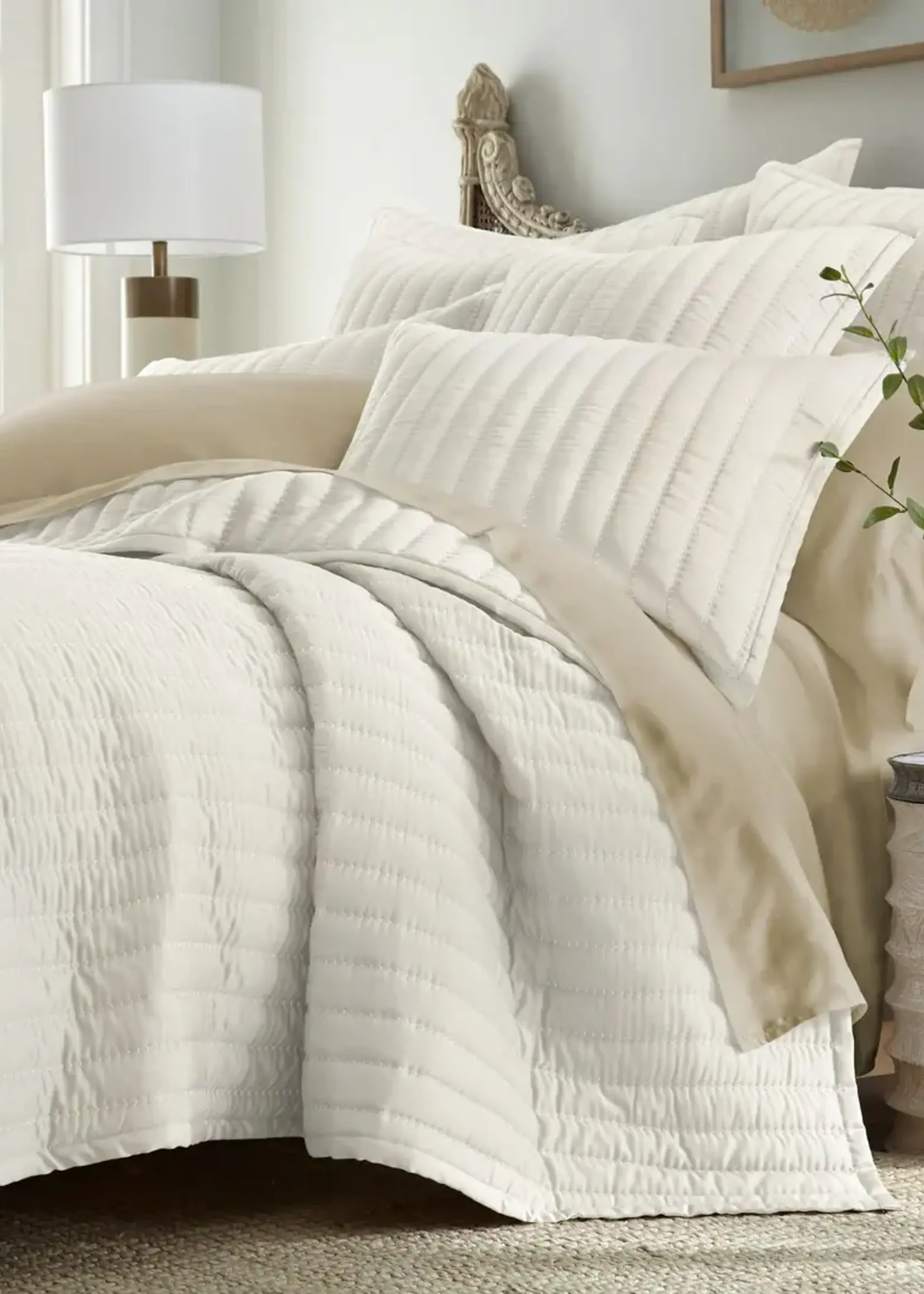Lili Alessandra Urban Bamboo Quilted Luxe Euro Pillow Ivory