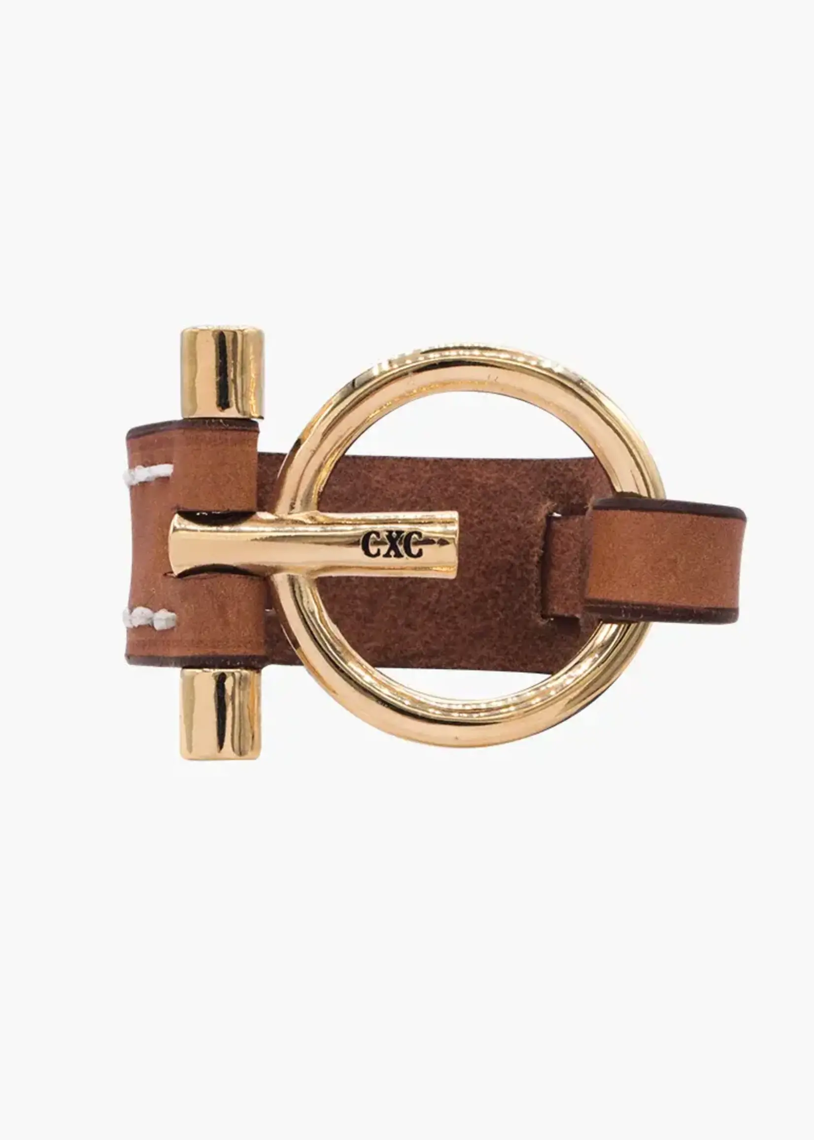 CXC Necklace | Silver Plated | Leather Camel Color - Equilibrium